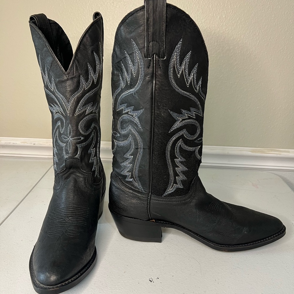 Abilene 6081 Pointed Toe Black Leather Cowboy Western Boots Men's US 10